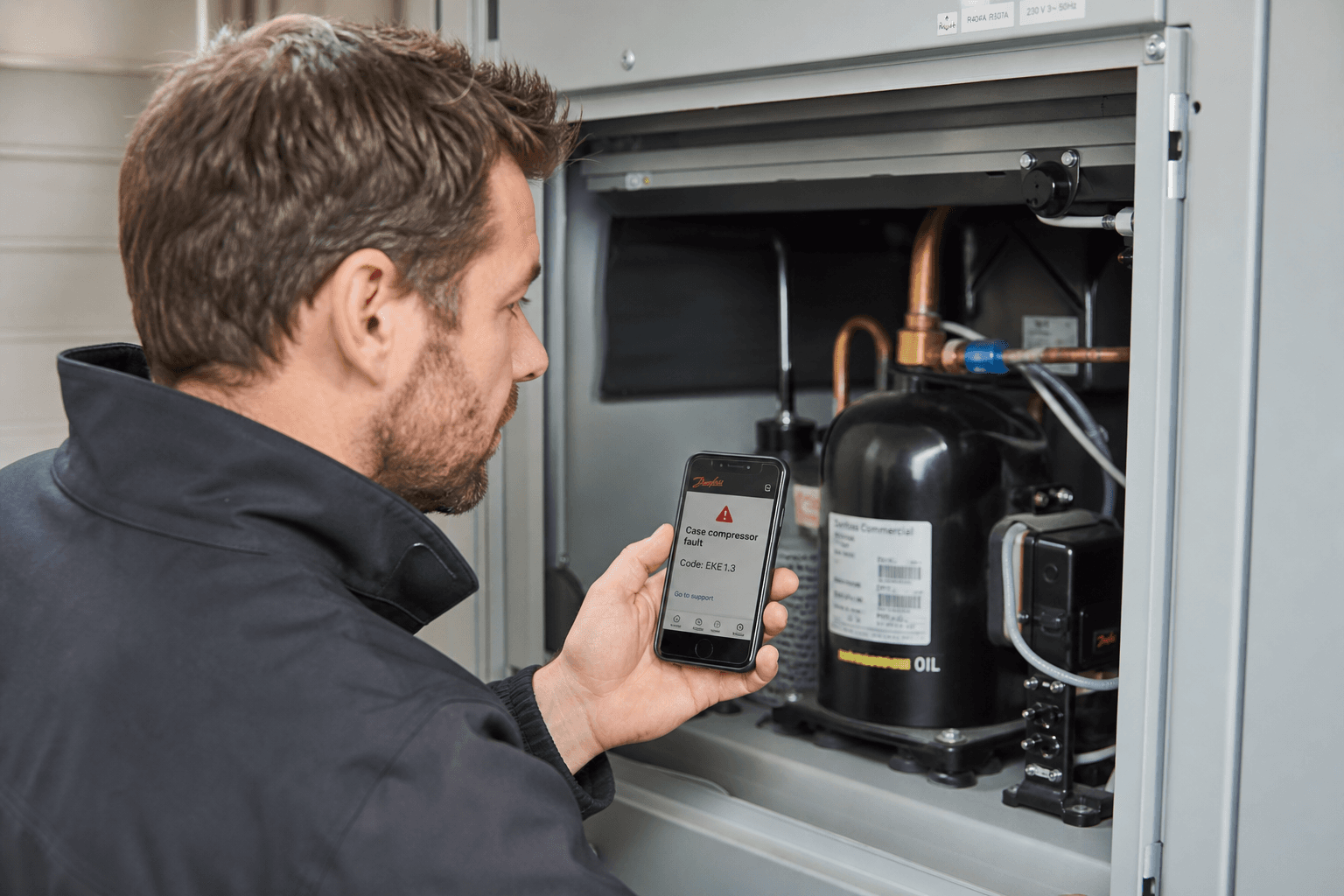 Published proof: a field technician preparing a service diagnosis